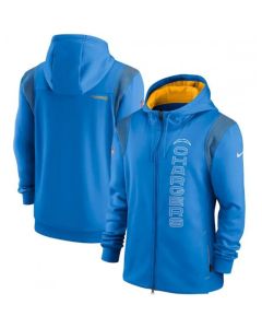 Men's Los Angeles Chargers 2021 Powder Blue Sideline Team Performance Full-Zip Hoodie