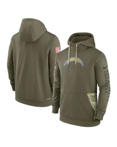 Men's Los Angeles Chargers 2022 Olive Salute to Service Therma Performance Pullover Hoodie
