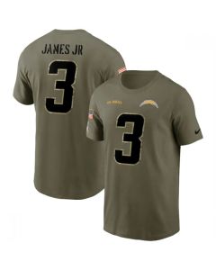 Men's Los Angeles Chargers #3 Derwin James 2022 Olive Salute to Service T-Shirt