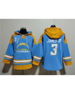 Men's Los Angeles Chargers #3 Derwin James Jr. Blue Ageless Must-Have Lace-Up Pullover Hoodie