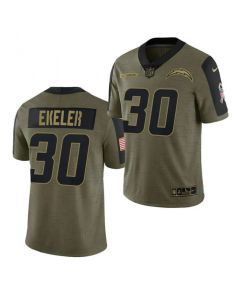 Men's Los Angeles Chargers #30 Austin Ekeler 2021 Olive Salute To Service Limited Stitched Jersey