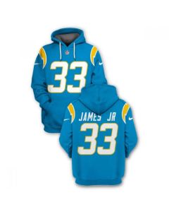Men's Los Angeles Chargers #33 Derwin James JR 2021 Blue Pullover Hoodie
