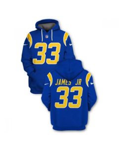 Men's Los Angeles Chargers #33 Derwin James JR 2021 Royal Pullover Hoodie