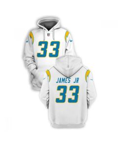 Men's Los Angeles Chargers #33 Derwin James JR 2021 White Pullover Hoodie