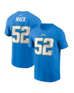 Men's Los Angeles Chargers #52 Khalil Mack 2022 Blue Name & Number T-Shirt