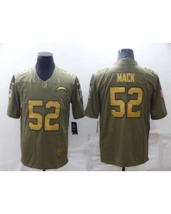 Men's Los Angeles Chargers #52 Khalil Mack Olive/Gold Salute To Service Limited Stitched Jersey (Gold Olive)