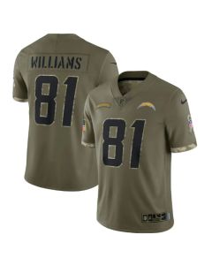 Men's Los Angeles Chargers #81 Mike Williams Olive 2022 Salute To Service Limited Stitched Jersey