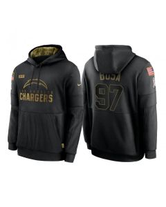 Men's Los Angeles Chargers #97 Joey Bosa 2020 Black Salute to Service Sideline Performance Pullover Hoodie