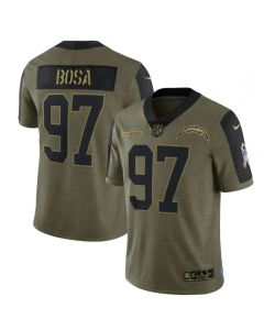Men's Los Angeles Chargers #97 Joey Bosa 2021 Olive Salute To Service Limited Stitched Jersey