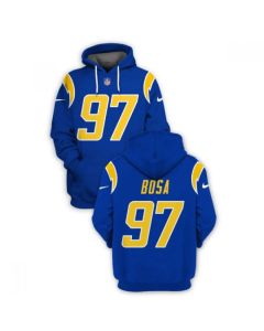 Men's Los Angeles Chargers #97 Joey Bosa 2021 Royal Pullover Hoodie