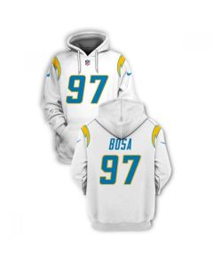 Men's Los Angeles Chargers #97 Joey Bosa 2021 White Pullover Hoodie