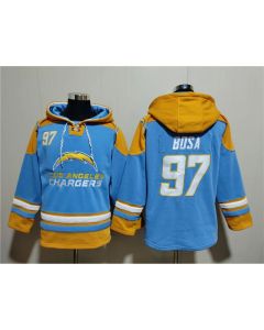 Men's Los Angeles Chargers #97 Joey Bosa Blue Ageless Must-Have Lace-Up Pullover Hoodie