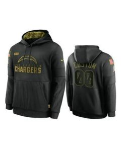 Men's Los Angeles Chargers ACTIVE PLAYER Custom 2020 Black Salute To Service Sideline Performance Pullover Hoodie