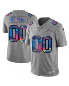 Men's Los Angeles Chargers ACTIVE PLAYER Custom 2020 Grey Crucial Catch Limited Stitched Jersey