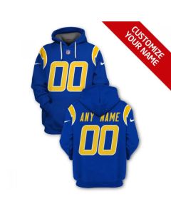 Men's Los Angeles Chargers Active Player Custom 2021 Royal Pullover Hoodie