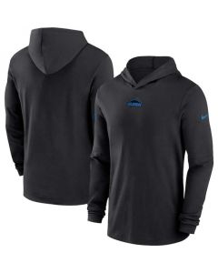 Men's Los Angeles Chargers Black Sideline Performance Long Sleeve Hoodie T-Shirt
