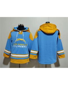 Men's Los Angeles Chargers Blank Blue Ageless Must-Have Lace-Up Pullover Hoodie