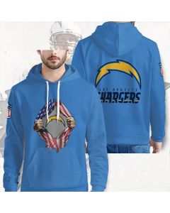 Men's Los Angeles Chargers Blue 3D Trending T-Shirt Hoodie