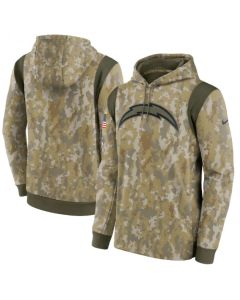Men's Los Angeles Chargers Camo 2021 Salute To Service Therma Performance Pullover Hoodie
