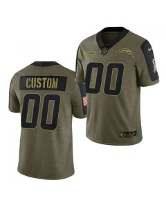 Men's Los Angeles Chargers Customized 2021 Olive Salute To Service Limited Stitched Jersey
