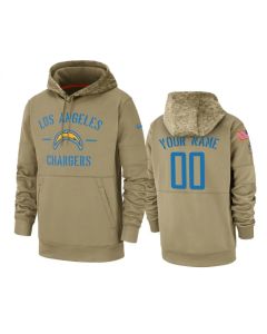 Men's Los Angeles Chargers Customized Tan 2019 Salute to Service Sideline Therma Pullover Hoodie