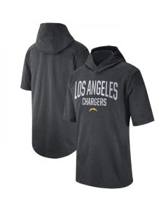 Men's Los Angeles Chargers Heathered Charcoal Sideline Training Hoodie Performance T-Shirt