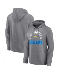 Men's Los Angeles Chargers Heathered Gray No Time Off Raglan Pullover Hoodie