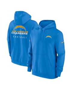 Men's Los Angeles Chargers Light Blue Sideline Club Fleece Pullover Hoodie
