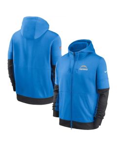 Men's Los Angeles Chargers Powder Blue Sideline Impact Lockup Performance Full-Zip Hoodie