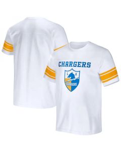 Men's Los Angeles Chargers White x Darius Rucker Collection Football Striped T-Shirt