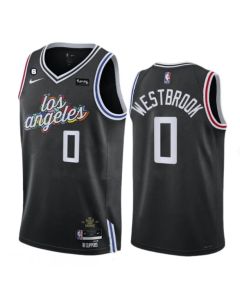 Men's Los Angeles Clippers #0 Russell Westbrook Black 2022/23 City Edition With NO.6 Patch Stitched Jersey