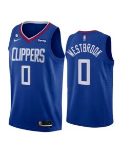 Men's Los Angeles Clippers #0 Russell Westbrook Blue Stitched Jersey