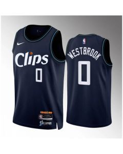 Men's Los Angeles Clippers #0 Russell Westbrook Navy 2023/24 City Edition Stitched Jersey