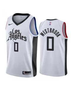 Men's Los Angeles Clippers #0 Russell Westbrook White City Edition Stitched Jersey