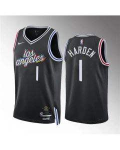 Men's Los Angeles Clippers #1 James Harden Black 2022/23 City Edition Stitched Jersey