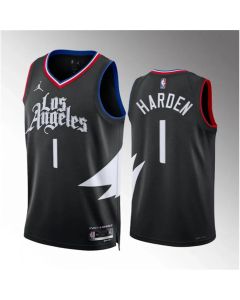 Men's Los Angeles Clippers #1 James Harden Black Statement Edition Stitched Jersey