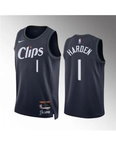 Men's Los Angeles Clippers #1 James Harden Navy 2023/24 City Edition Stitched Jersey