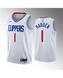 Men's Los Angeles Clippers #1 James Harden White 2023 Association Edition Stitched Jersey
