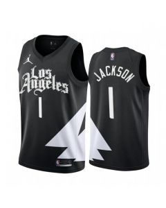 Men's Los Angeles Clippers #1 Reggie Jackson 2022/23 Black Statement Edition Stitched Jersey