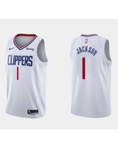 Men's Los Angeles Clippers #1 Reggie Jackson White Association Edition Stitched Basketball Jersey