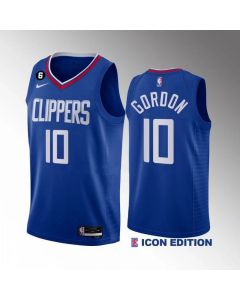 Men's Los Angeles Clippers #10 Eric Gordon Blue Icon Edition With No.6 Patch Stitched Jersey