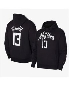Men's Los Angeles Clippers #13 Paul George 2021 Black Pullover Hoodie (Black)