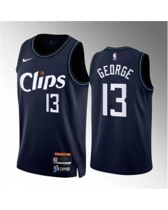 Men's Los Angeles Clippers #13 Paul George Navy 2023/24 City Edition Stitched Jersey