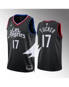 Men's Los Angeles Clippers #17 P.j. Tucker Black Statement Edition Stitched Jersey