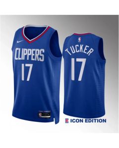 Men's Los Angeles Clippers #17 P.j. Tucker Blue Icon Edition Stitched Jersey
