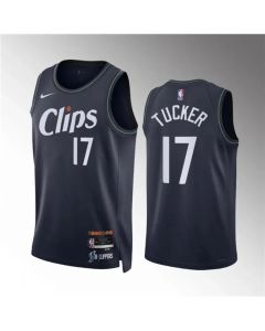 Men's Los Angeles Clippers #17 P.j. Tucker Navy 2023/24 City Edition Stitched Jersey