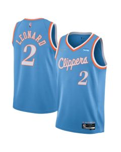 Men's Los Angeles Clippers #2 Kawhi Leonard 2021/22 City Edition Light Blue 75th Anniversary Stitched Basketball Jersey