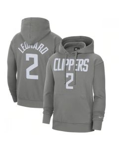 Men's Los Angeles Clippers #2 Kawhi Leonard 2021 Grey Pullover Hoodie