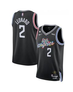 Men's Los Angeles Clippers #2 Kawhi Leonard Black 2022/23 City Edition With NO.6 Patch Stitched Jersey