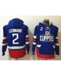 Men's Los Angeles Clippers #2 Kawhi Leonard Blue Lace-Up Pullover Hoodie